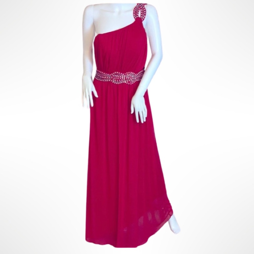 Empire One-Shoulder Floor-Length Chiffon Dress